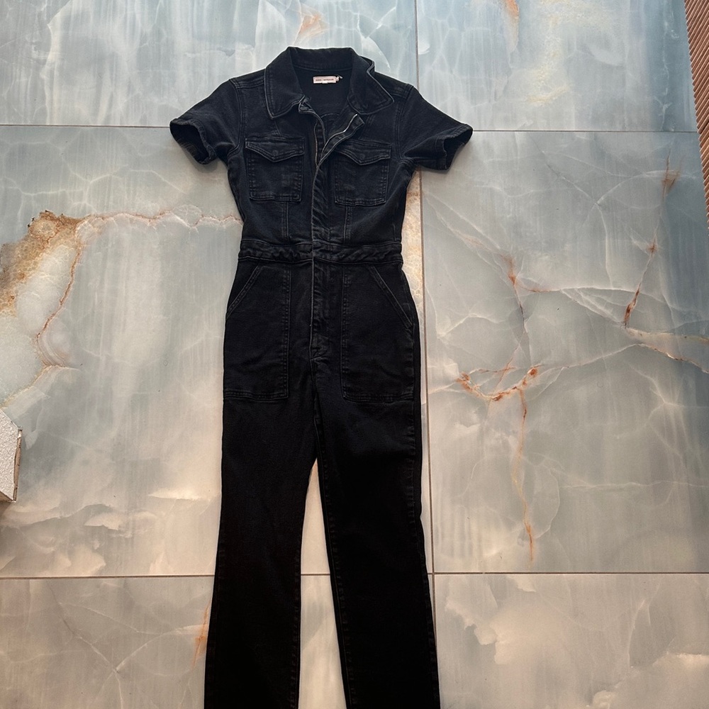 Good American Black Denim Jumpsuit